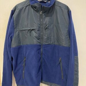 New With Tags U.S Life Mens XXL Navy & Charcoal 100% Polyester Zip Up Jacket